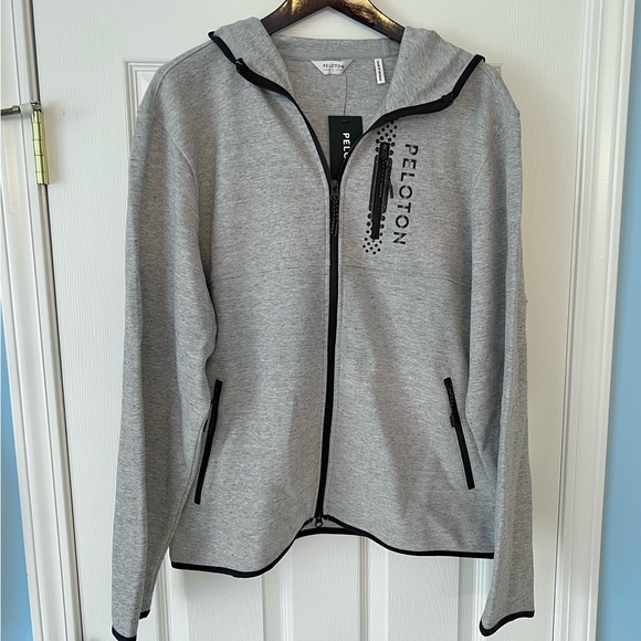 Peloton-FA121 On the Go Full Zip  Hoodie-Heather Gray-Design on Back-Size L-NWT - Picture 1 of 11